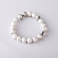 Браслет на резинці камінь Кахолонг гладка кулька d-10мм на резинці купити біжутерію дешево оптом в інтернеті