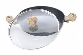 Сотейник з кришкою "Cosmic Black" 26х6.5см/2.85 л алюмінієвий з кам'яним антипригарним покриттям Fissman