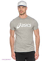 Футболка Асикс мужская хлопковая, спортивная летняя футболка Asics, Турецкий хлопок, S Серая
