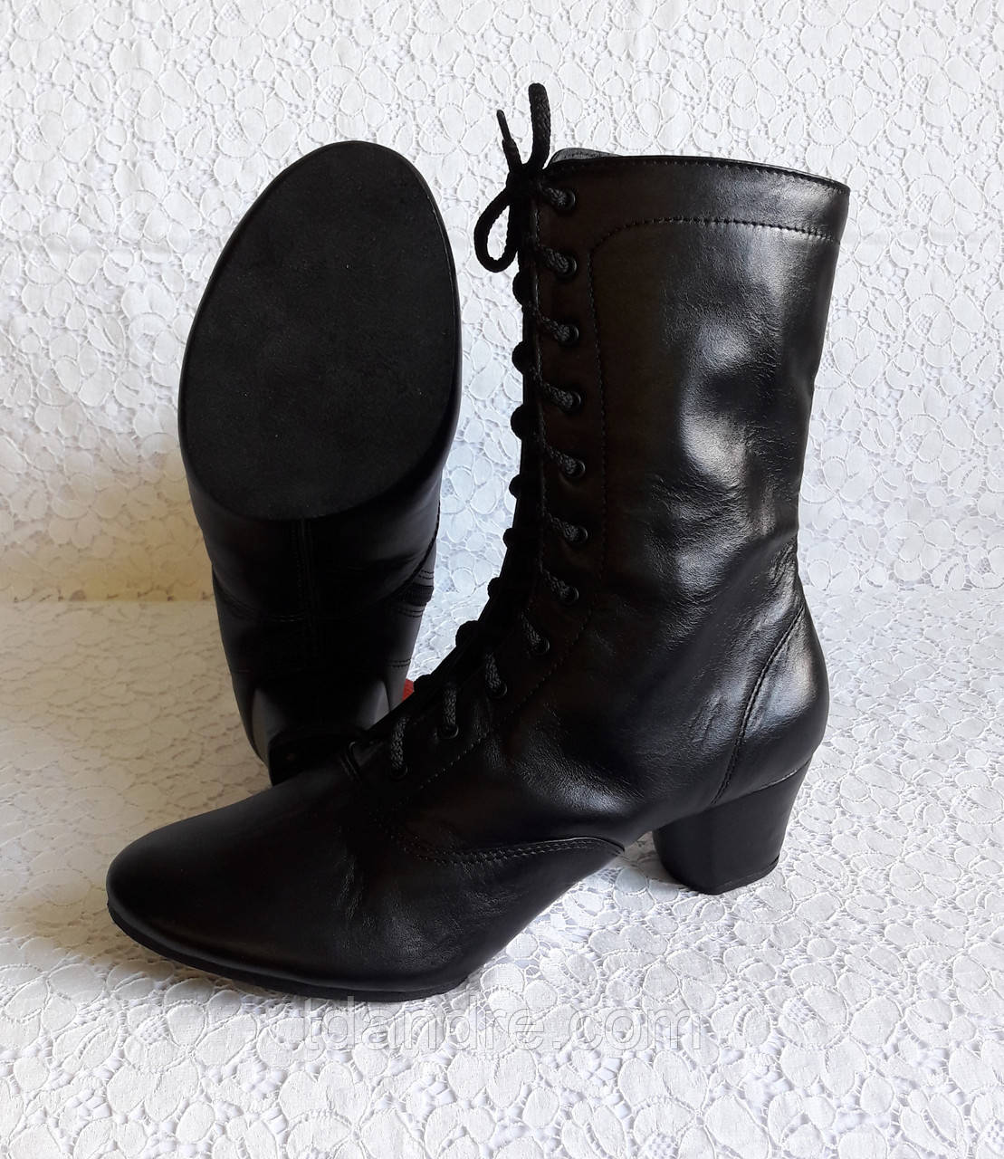 Ботиночки для танцев чёрные на шнурках с раздельной подошвой - фото 1 - id-p538090772