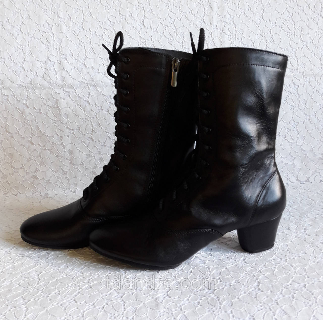 Ботиночки для танцев чёрные на шнурках с раздельной подошвой - фото 2 - id-p538090772