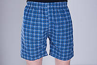 Чоловічі шорти в клітинку (плащівка), синього кольору