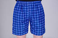 Чоловічі шорти в клітинку (плащівка), синього кольору