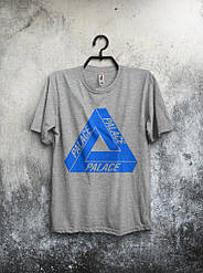 Чоловіча футболка Palace, чоловіча футболка Пелес, спортивна, брендовий, бавовна, сіра, всі розміри S