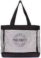Пляжная женская сумка POOLPARTY mesh-beach-tote черная 16 л