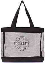 Пляжная женская сумка POOLPARTY mesh-beach-tote черная 16 л