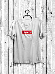 Чоловіча футболка Supreme, чоловіча футболка Супрем, спортивна, брендовий, бавовна, біла, всі розміри S