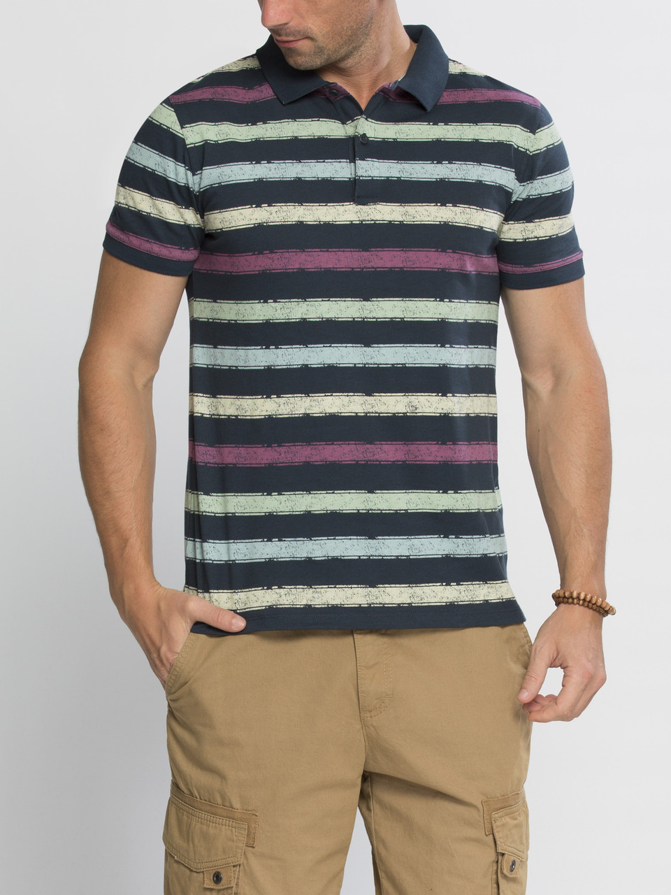 Чоловіче поло LC Waikiki синього кольору в смужки різнобарвні