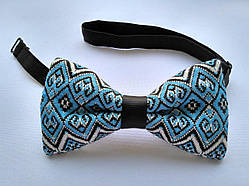 Краватка метелик із синім орнаментом Український стиль