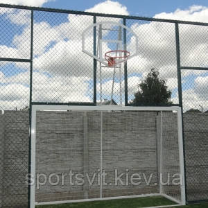 Ворота для міні-футболу або гандболу 3000х2000 (з смугами) у к-ті з щитом 900*680 оргскло і кошиком