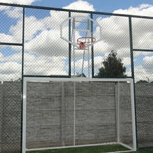 Ворота для міні-футболу або гандболу 3000х2000 (з смугами) у к-ті з щитом 900*680 оргскло і кошиком