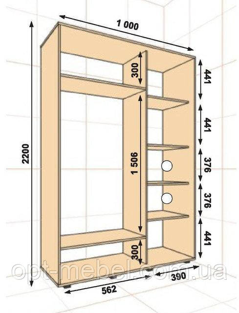 Шкаф-купе ШК-01 1000х600х2200 - фото 1 - id-p509588741