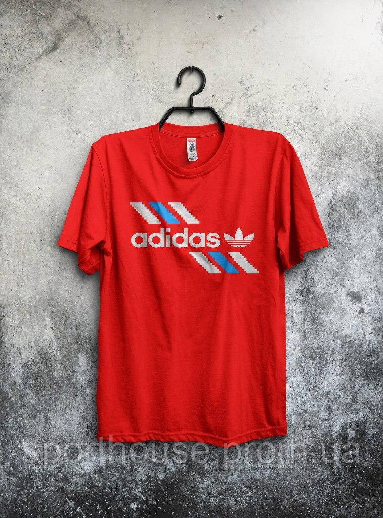 Футболка Адідас чоловіча бавовняна, спортивна літня футболка Adidas, Турецький бавовна, S