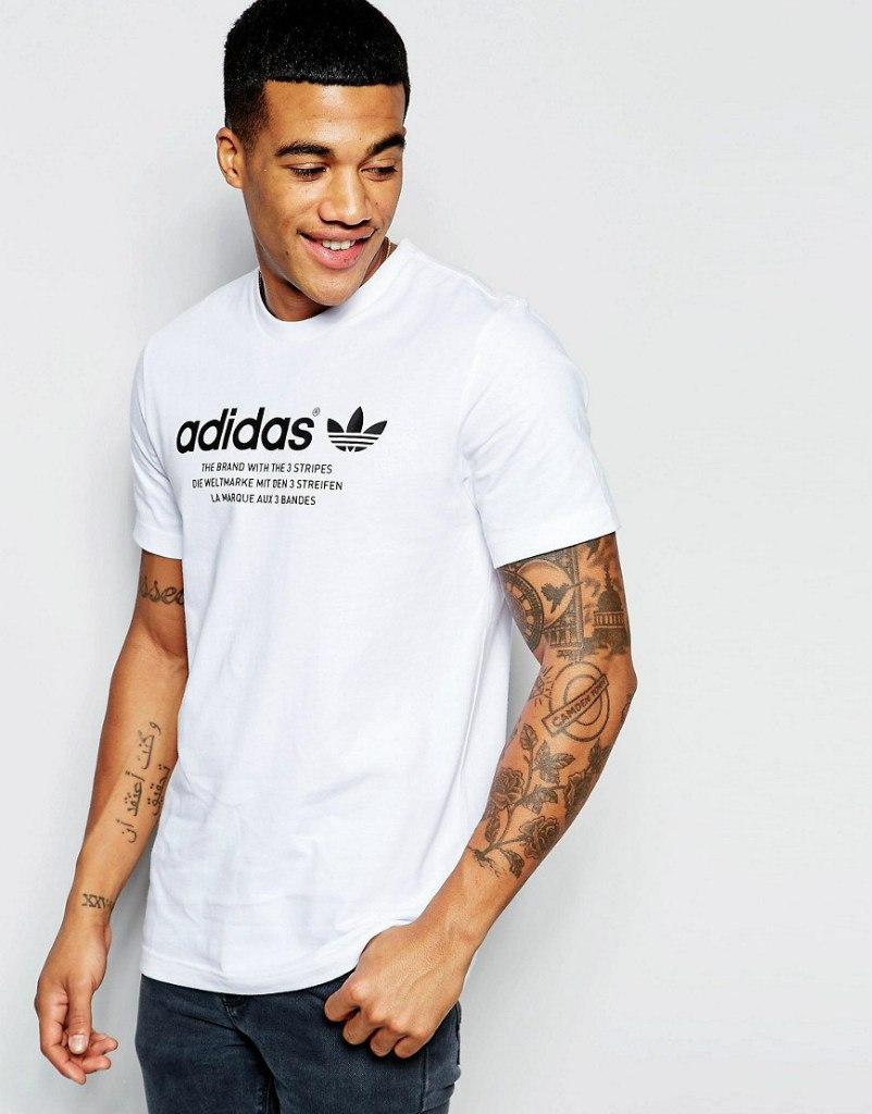 Чоловіча футболка Adidas, чоловіча футболка Адідас, спортивна, брендовий, бавовна, біла, всі розміри S