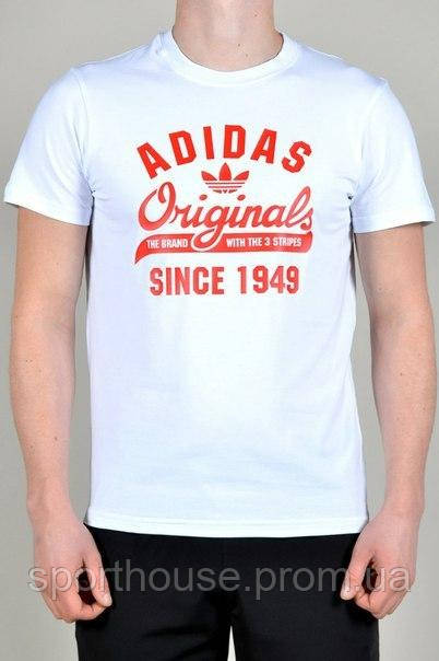 Футболка Адідас чоловіча бавовняна, спортивна літня футболка Adidas, Турецький бавовна, S