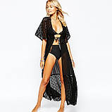 Довга пляжна туніка жіноча з шифону чорна, фото 2