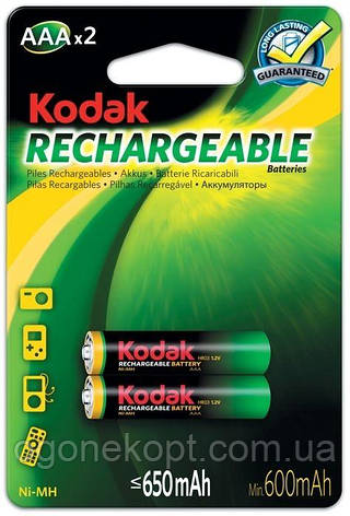 Акумулятори Kodak — Rechargeable Battery AAA HR03 Ni-MH 650 mAh 1.2V 2/20/200шт, фото 2