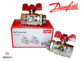 Комплект кульових кранів Danfoss FHF-BV DN 1" для під'єднання колектора 088U0822