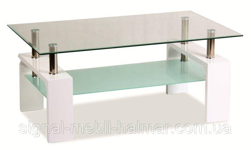 Журнальний столик Lisa Basic скляний білий лак (SIGNAL)
