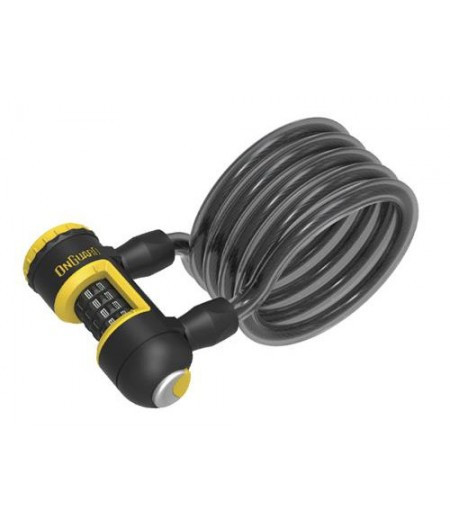 Замок ONGUARD REVOLVER Coil Combo. Сталевий спіральний трос 185 см х 12 мм у силіконовому обплетенні. Замок із систем