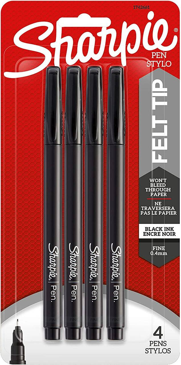 

Набор ручек лайнеров Sharpie Felt Tip Pens, Fine Point 0.4 мм 4 шт. (1742661)