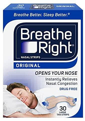 

Полоски для носа Breathe Right для уменьшения храпа и облегчения заложенности носа 30 шт