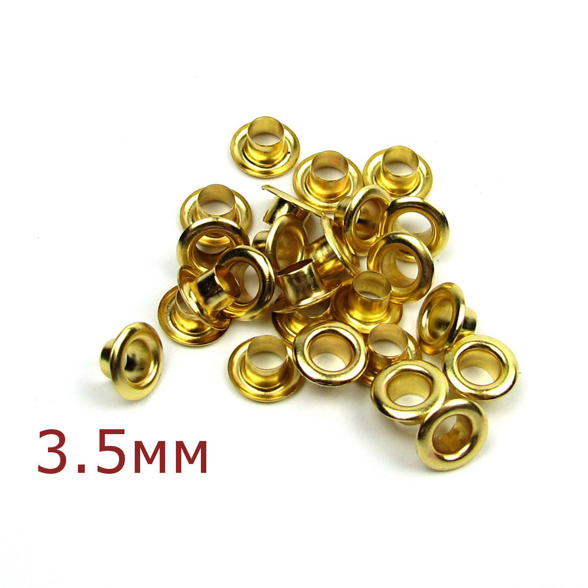 

Люверсы для одежды, обуви, банера, блочки 3,5мм Золото 100шт, без колечка LVM020