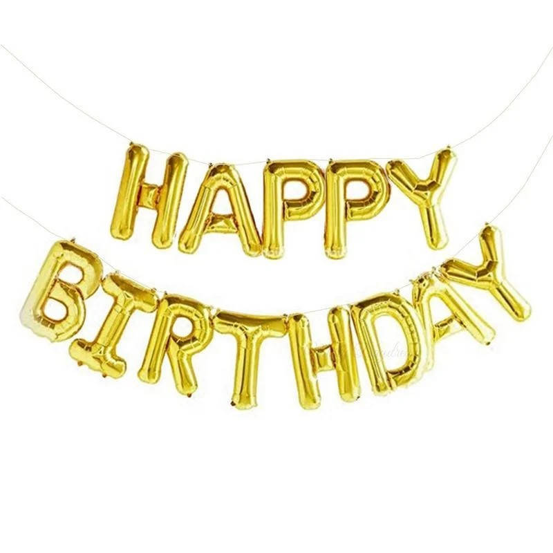 

Фольгированные воздушные шары "HAPPY BIRTHDAY" ЗОЛОТОЙ 16" (40СМ), Золотистый