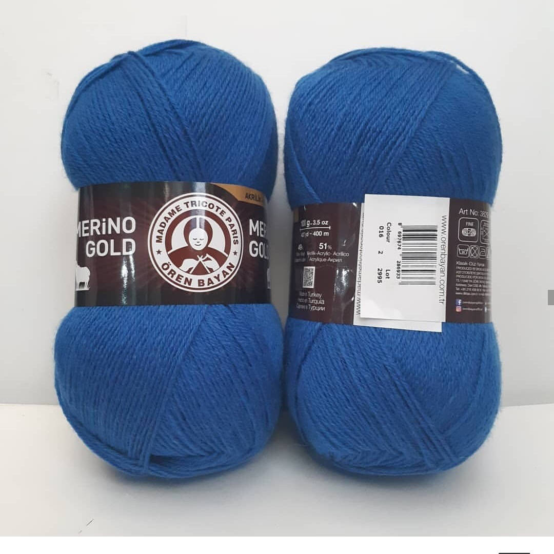 

Пряжа Madame Tricote Merino Gold 016 синий (Мадам Трикот Трикоте Мерино Голд) пряжа с мериносом