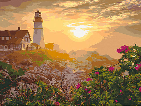 

Набор для росписи на подрамнике картина по номерам "Маяк в Портленде. США" 40*50см