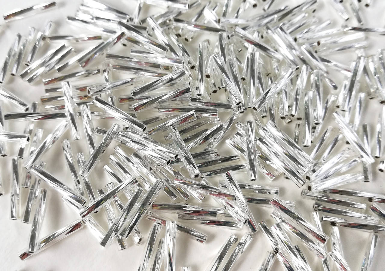 

Стеклярус Кручений Miyuki 12 мм 0001 Crystal Silver Lined 5г