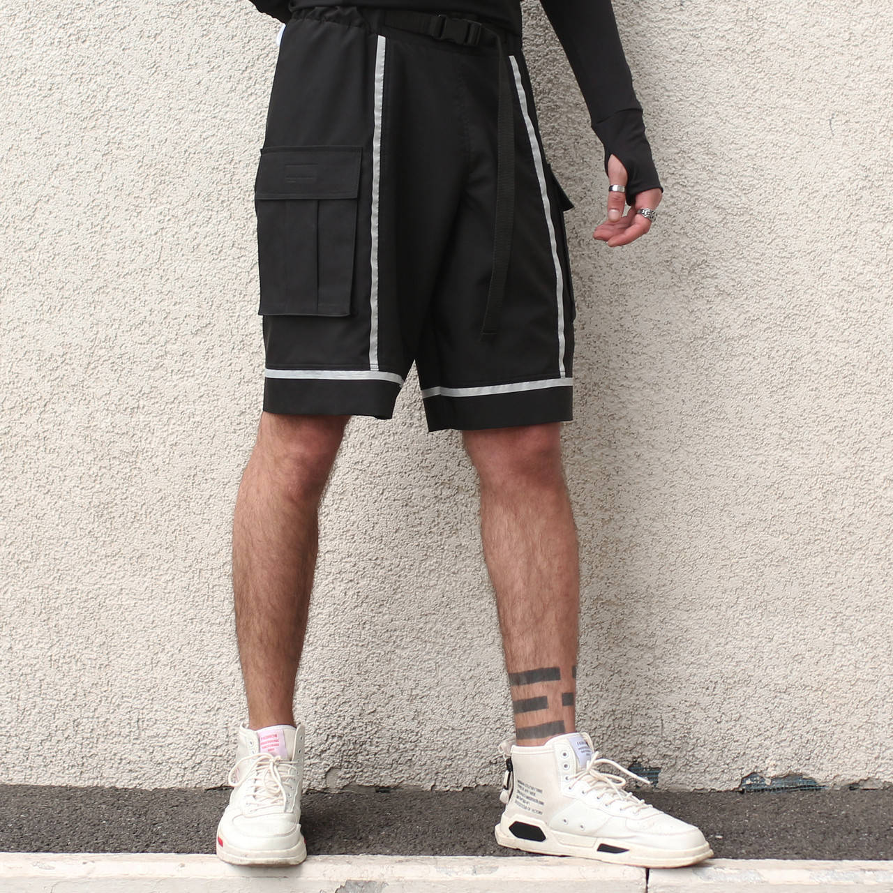 

Шорты карго черные мужские с рефлективным кантом Кейбл (Cable) от бренда ТУР размер S, M, L, XL,XXL M, Черный