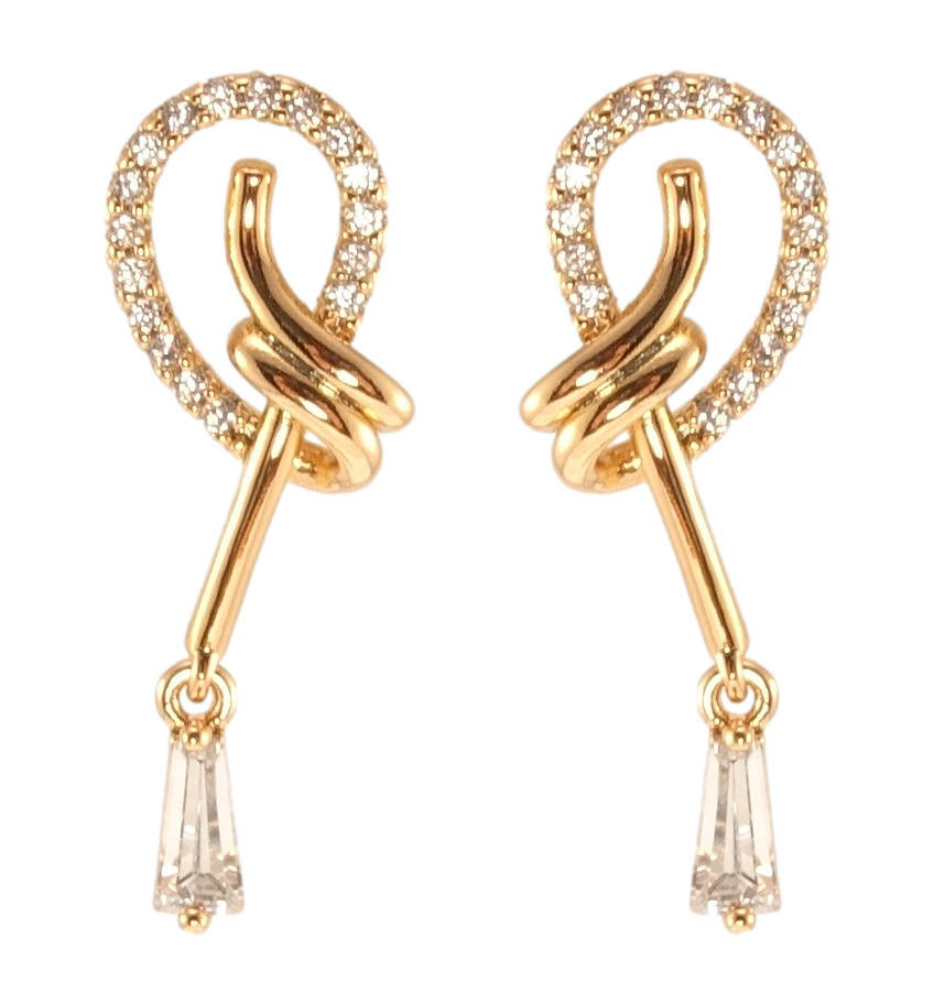 

Серьги Xuping QQMM Позолота 18K игла серебро 925 подвески на гвоздиках "Декоративные петельки с цирконием"
