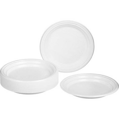 

Тарелка пластик одноразовая большая d=205мм.(100) (737)