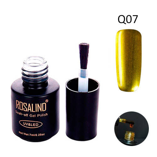 

Гель-лак для ногтей маникюра 7мл Rosalind, шеллак витражный, Q07 желтый