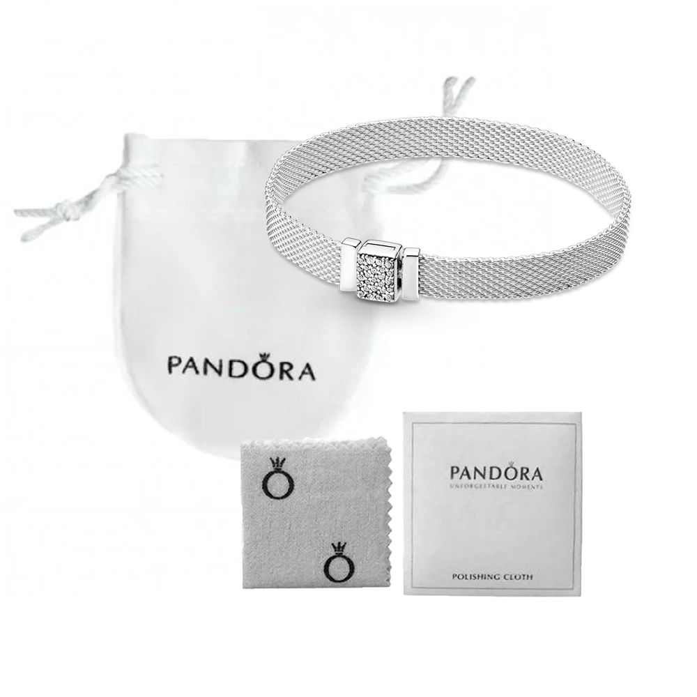 

Женский Серебряный браслет Pandora Reflexions Пандора с цирконием 17 см