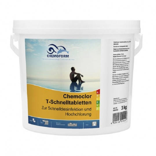 

Хлор шокового действия для бассейна Chemoform Chemochlor-T-Schnelltabletten (хлор в таблетках 3 кг. по 20 г)