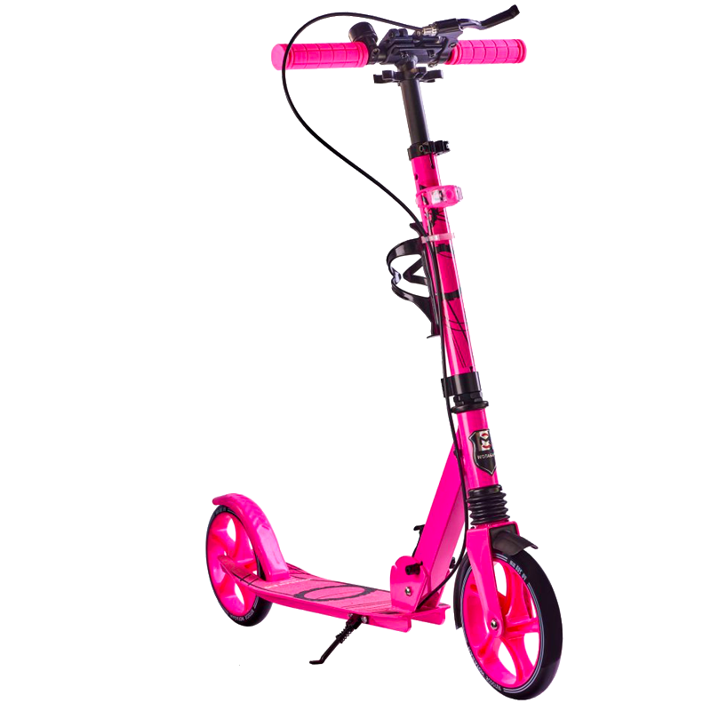 

Самокат двухколёсный Maraton Rider складной с ручным тормозом звонком фонариком и подстаканником Розовый
