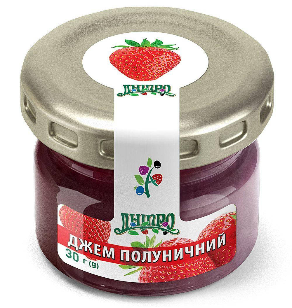 

Джем Клубничный в стеклянной баночке 30 г ТМ Дніпро