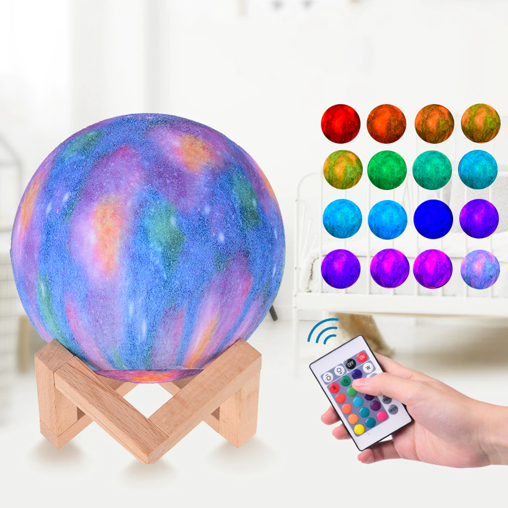 

Светильник-ночник 3D Луна RGB + Пульт ДУ 15 см / Настольный ночник 3D Moon