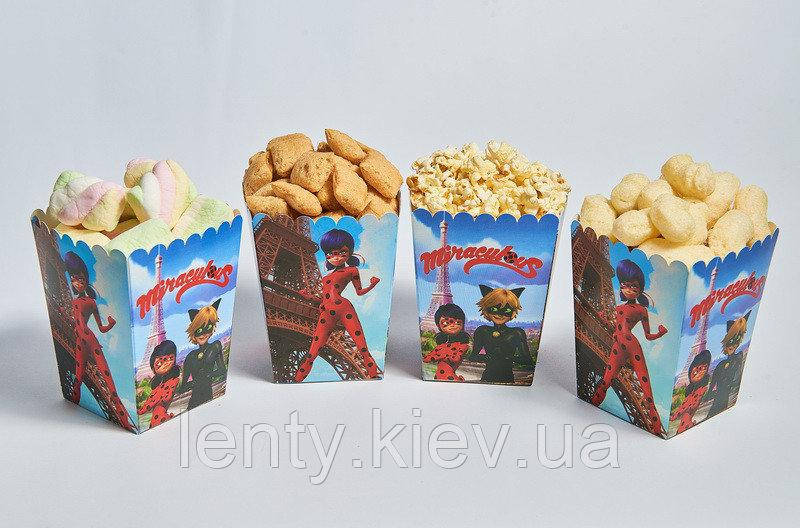 

Коробочки для попкорна Леди Баг и Супер Кот 12 см высота 5шт-