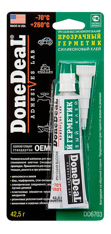 

Герметик-клей для скла силіконовий прозорий DoneDeal 42,5 мл