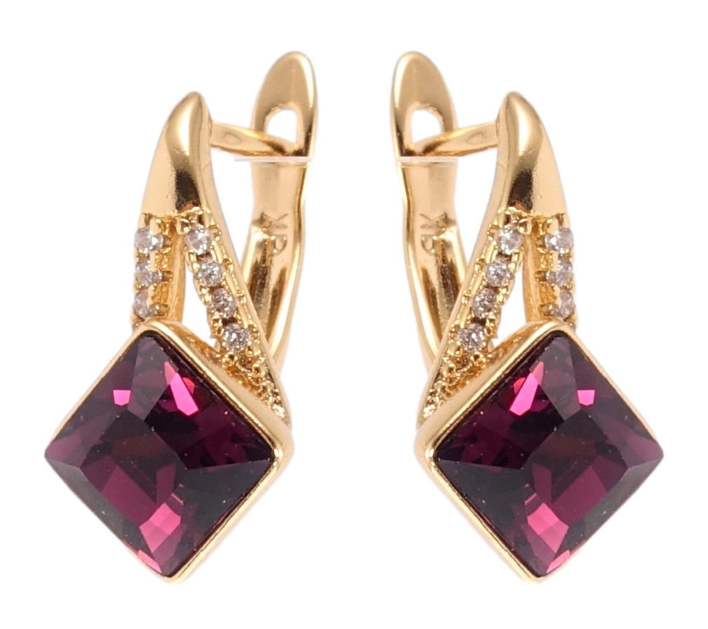 

Серьги Xuping Позолота 18K с кр-ми Swarovski английский замок "Кристаллы Burgundy"