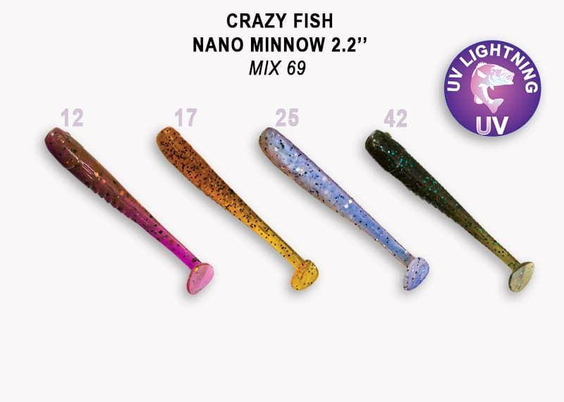 

Съедобный силикон Crazy Fish Nano minnow 2.2" 22-55-M69-6 кальмар