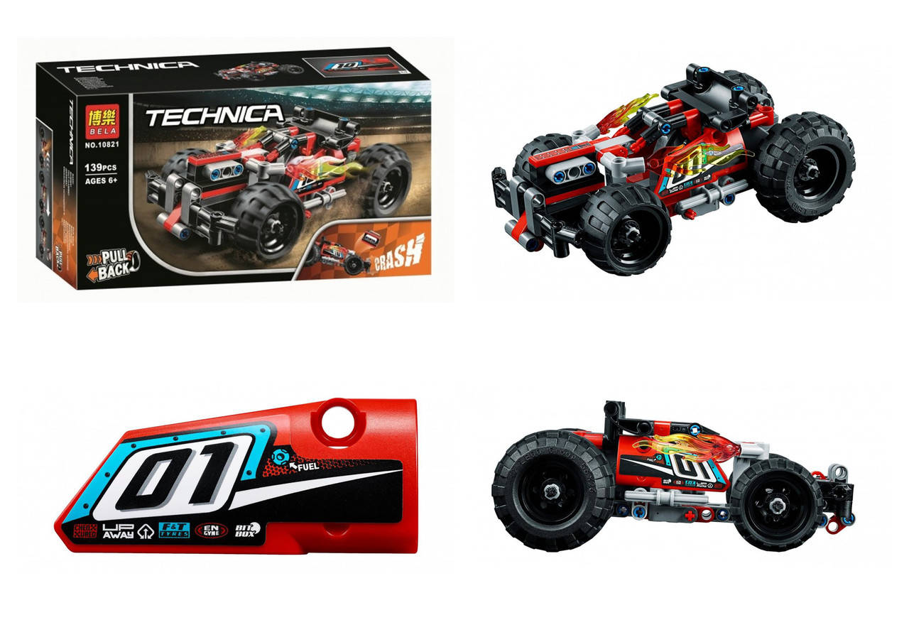 

Конструктор "TECHNIC" "Красный гоночный автомобиль" 139дет. В кор. 26*14*7см. /72-2/