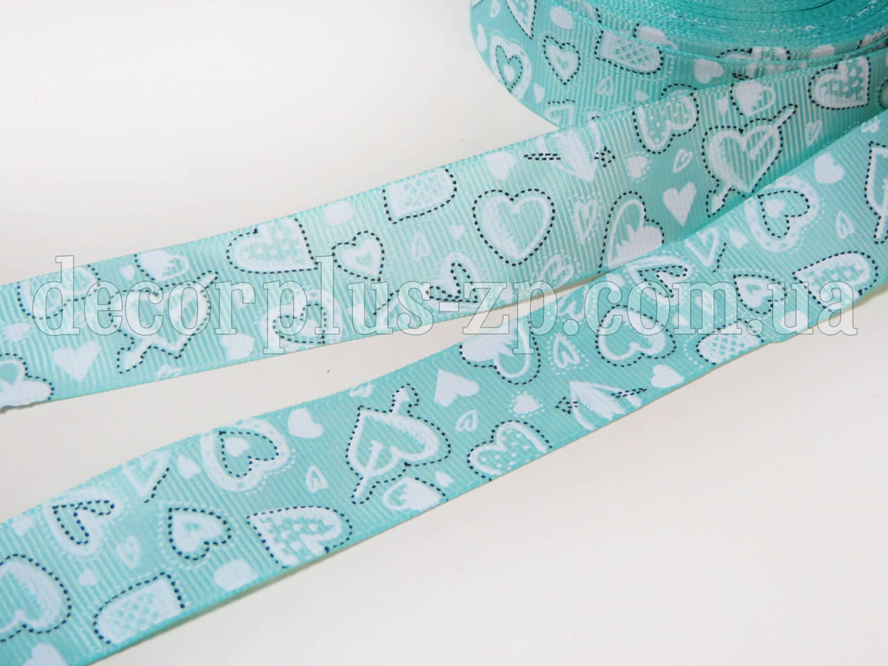 

Лента репсовая 2,5см "Сердца". Мята