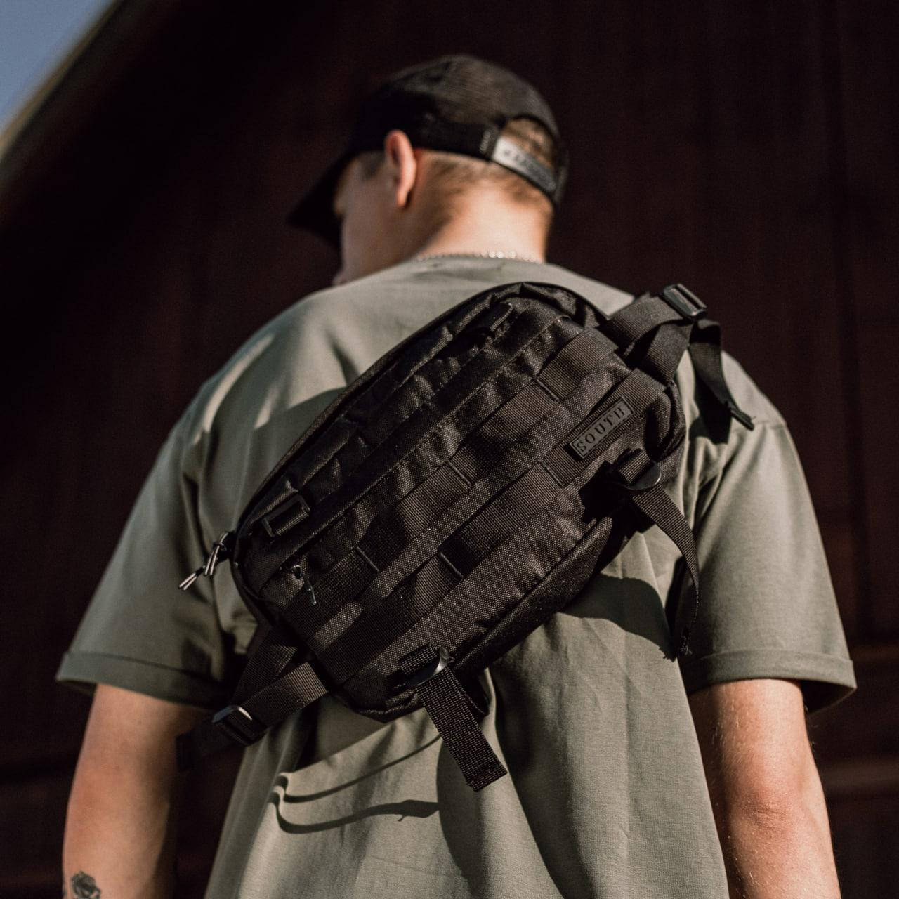 

Тактическая черная мужская сумка через плечо SOUTH TACTIC из ткани, Черный