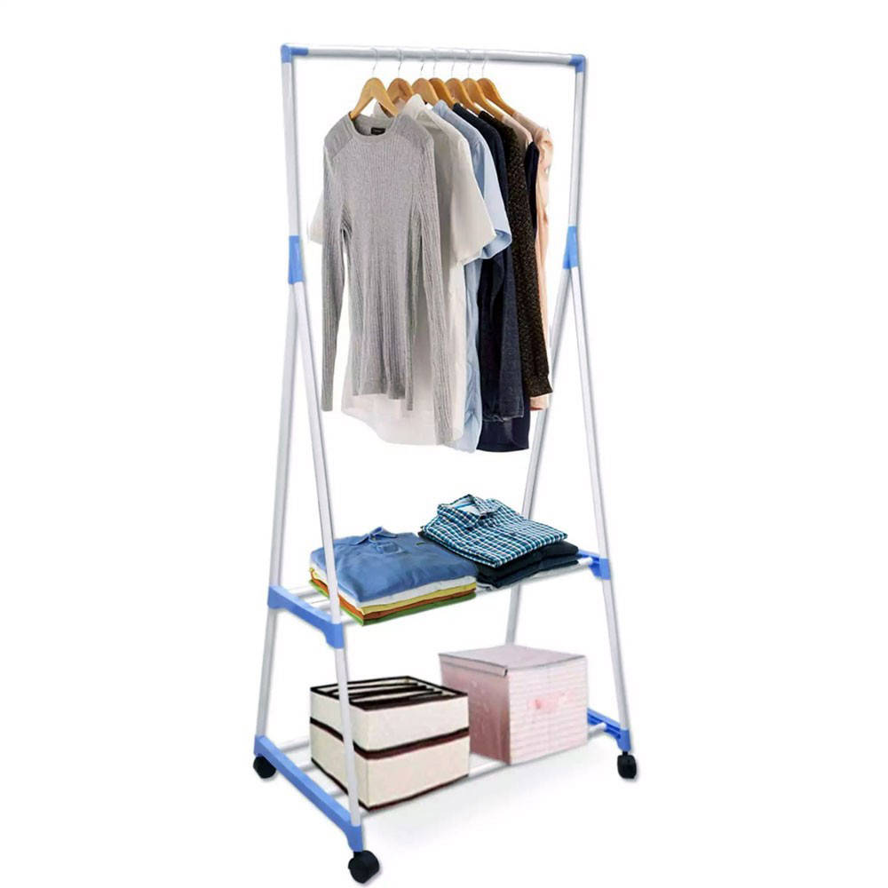 

Передвижная напольная вешалка Clothes Rack Multi-Function / Двухъярусная вешалка для одежды, Голубой
