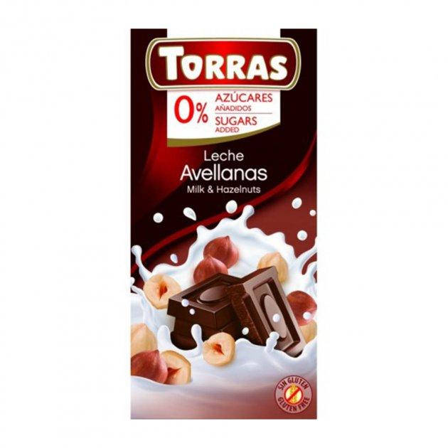 

Torras Шоколад молочный с фунуком без сахара и глютена 75 г