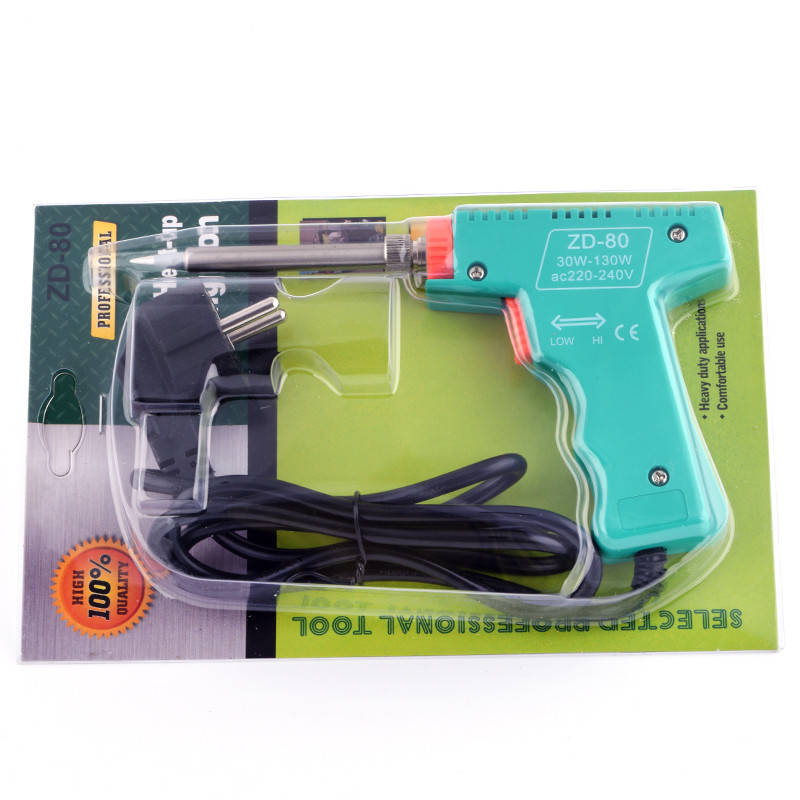 

Паяльник-пистолет пластиковый ZD80А (220V, 30-130W) Zhongdi